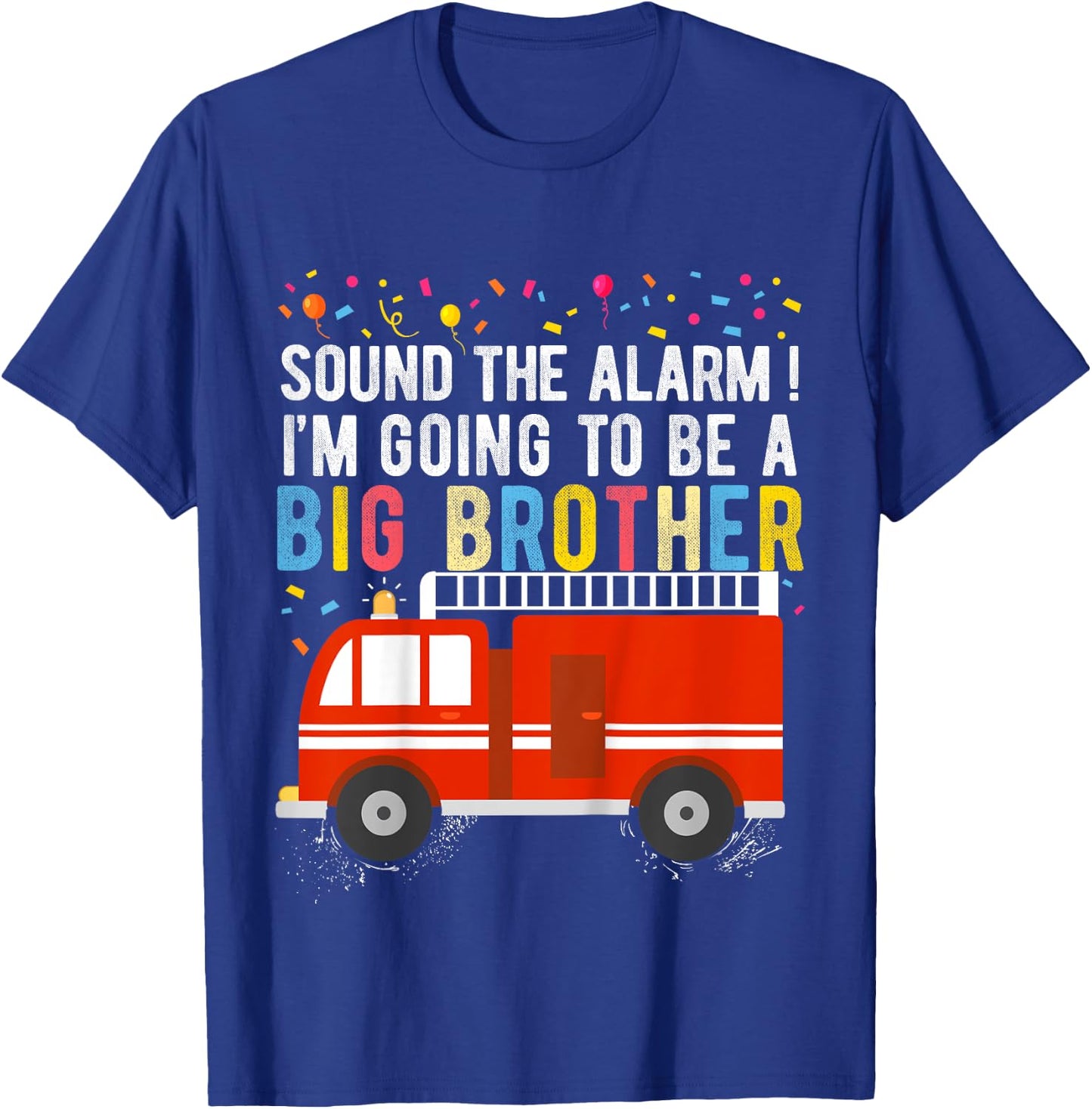 Kids Big Brother Fire Truck T-Shirt - T-Shirt | Royal