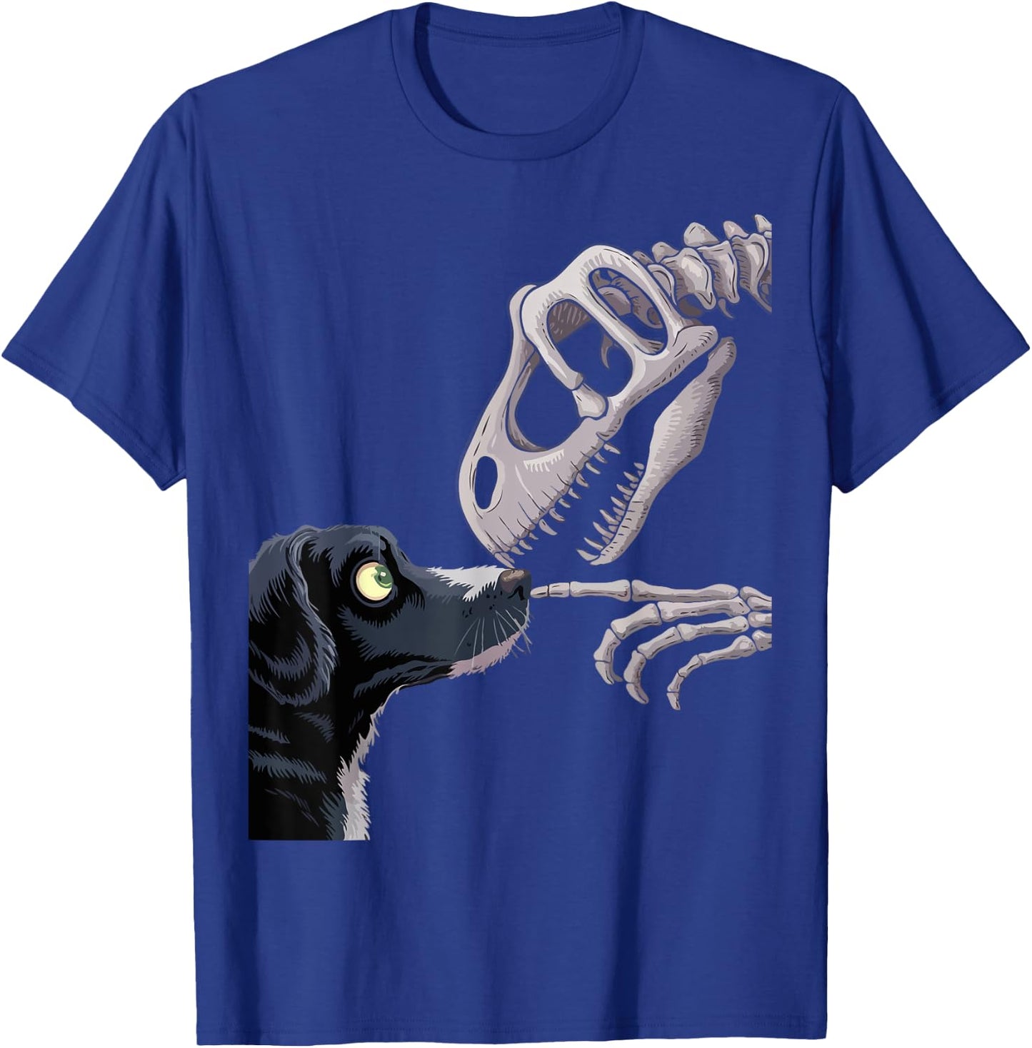 Cute Dog and Dinosaur Skull Funny Fossil Encounter Design Men Women Kids T-Shirt - T-Shirt | Royal