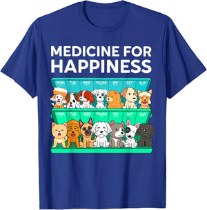 My Medicine For Happiness Called Dogs Every Day Dog Lover Men Women Girls Kids T-Shirt - T-Shirt | Royal