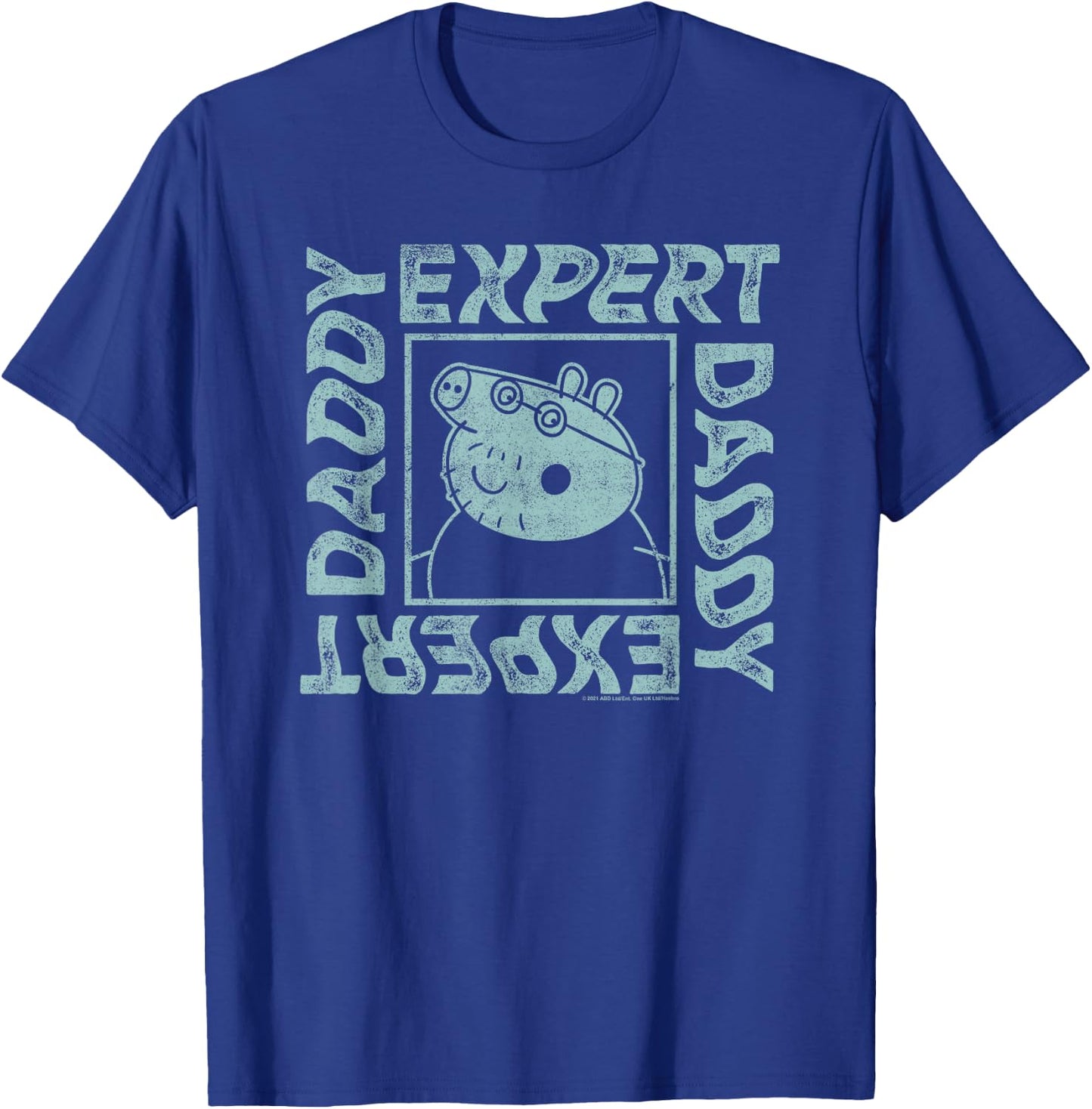Peppa Pig Father's Day Expert Daddy Vintage Faded Box Logo T-Shirt - T-Shirt | Royal