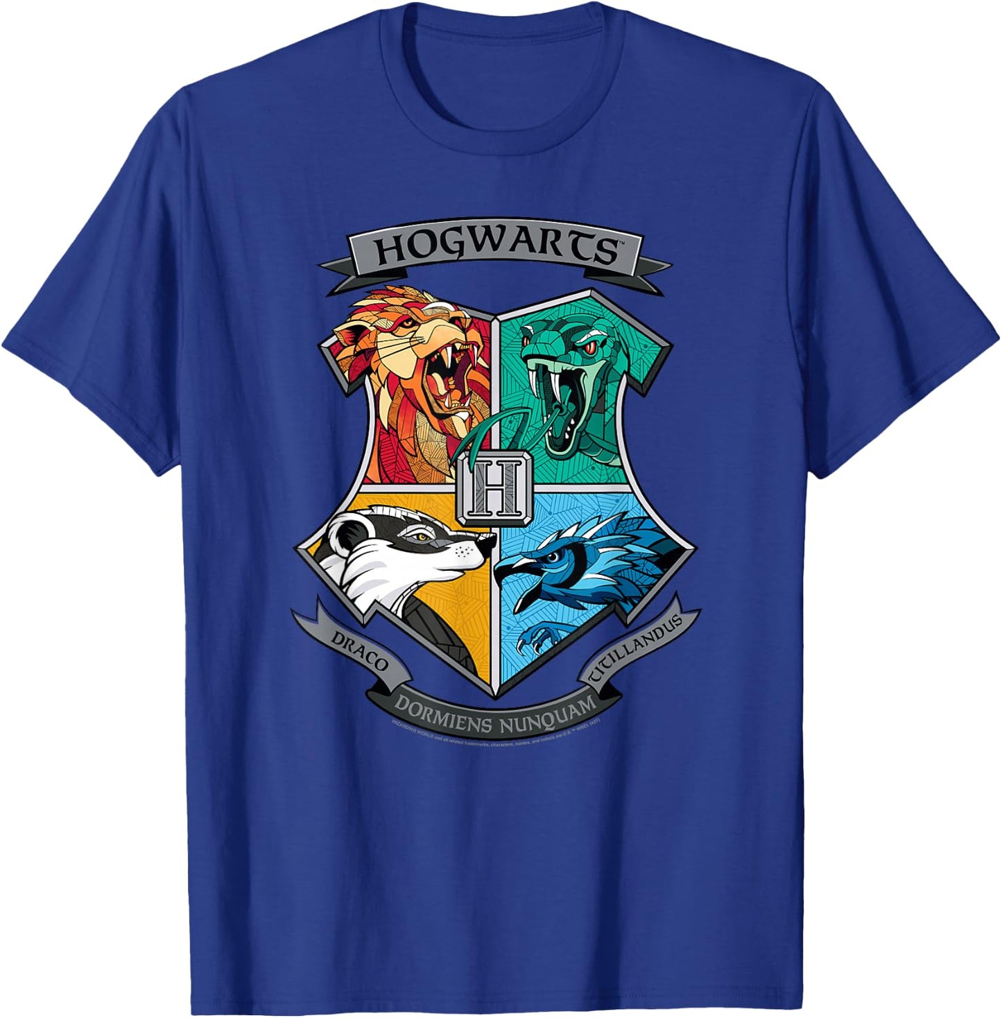 Harry Potter Mosaic Hogwarts Shield T-Shirt - T-Shirt | Royal