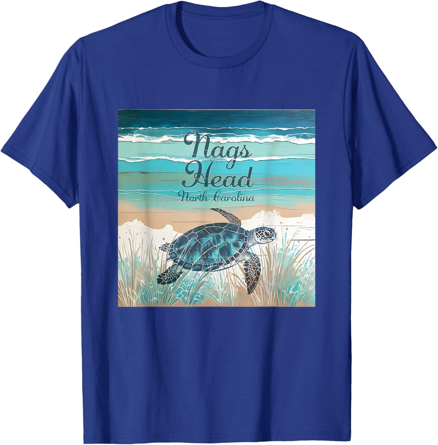 Nags Head OBX Outer Banks North Carolina Sea Turtle Beach T-Shirt - T-Shirt | Royal