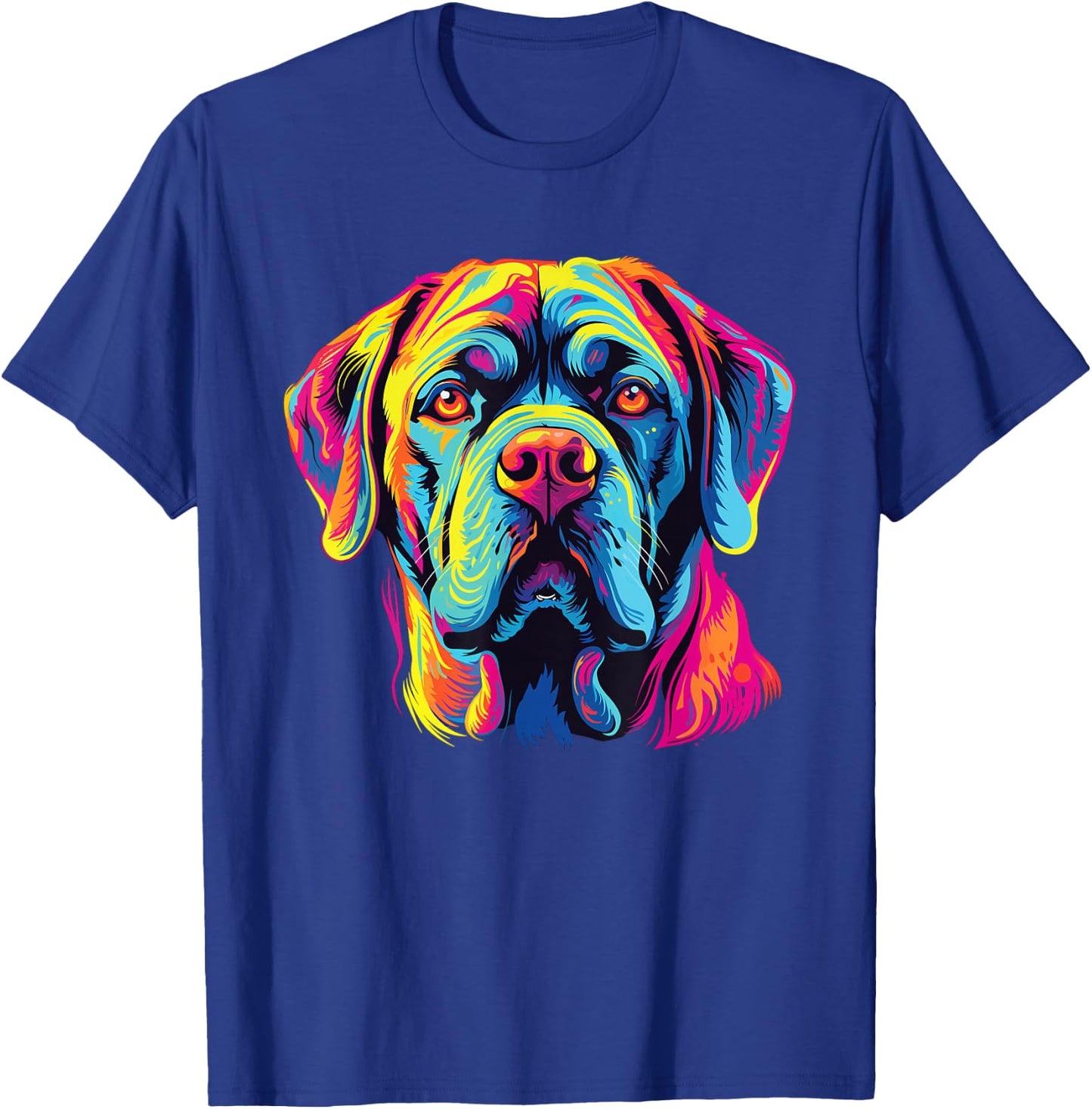 Retro Mastiff Dog -Adults Kids Multicolor Watercolor Artistic Modern Dog-Themed Small T-Shirt - T-Shirt | Royal