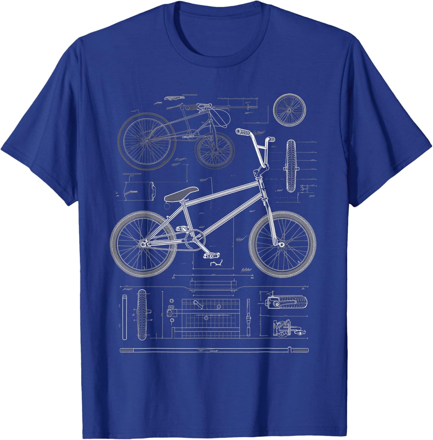 BMX Bike Blueprint T-Shirt - T-Shirt | Royal