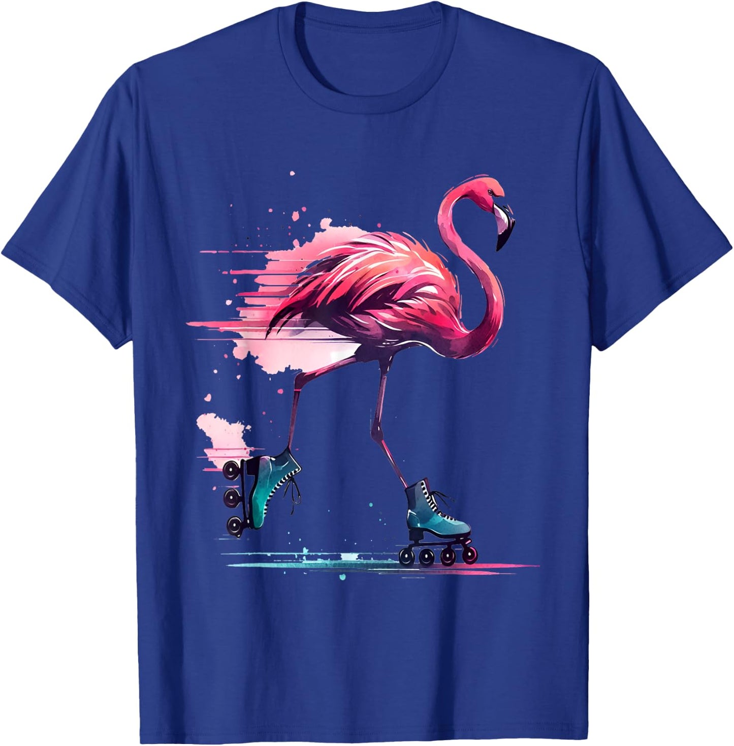 Funny Flamingo Roller Skating Cool Design Flamingo T-Shirt - T-Shirt | Royal