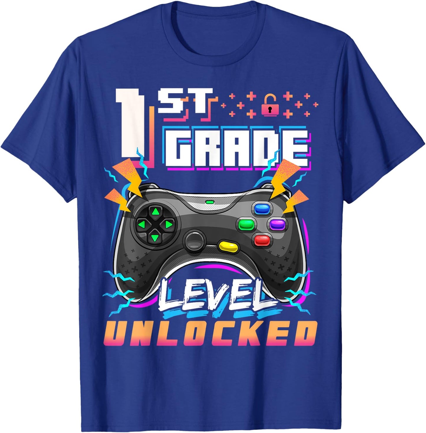 Back to School 1st Grade Boys Gamer First Day School Level T-Shirt - T-Shirt | Royal