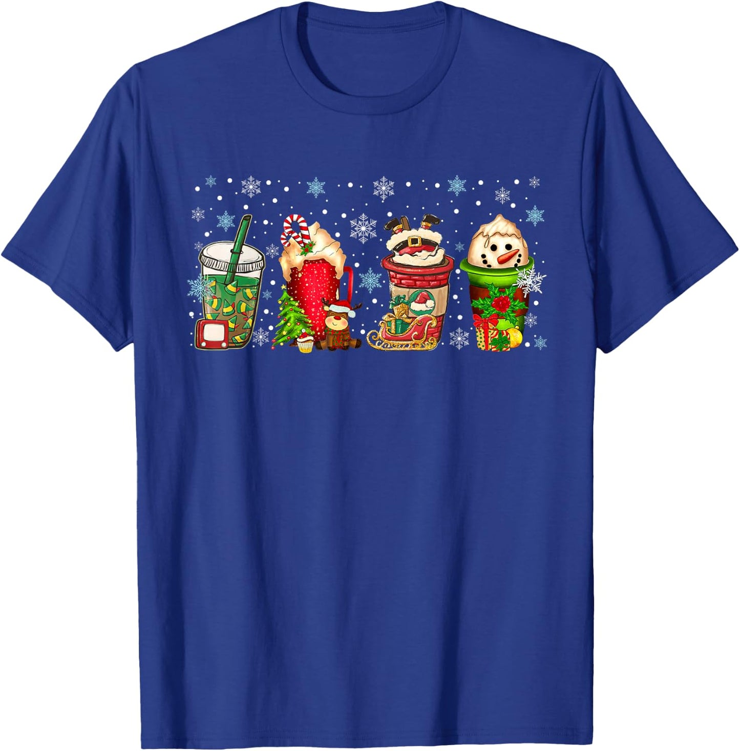 2025 Christmas Coffee Funny Christmas Santa Snowmen T-Shirt - T-Shirt | Royal