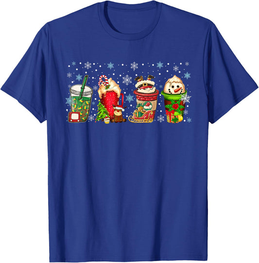 2025 Christmas Coffee Funny Christmas Santa Snowmen T-Shirt - T-Shirt | Royal