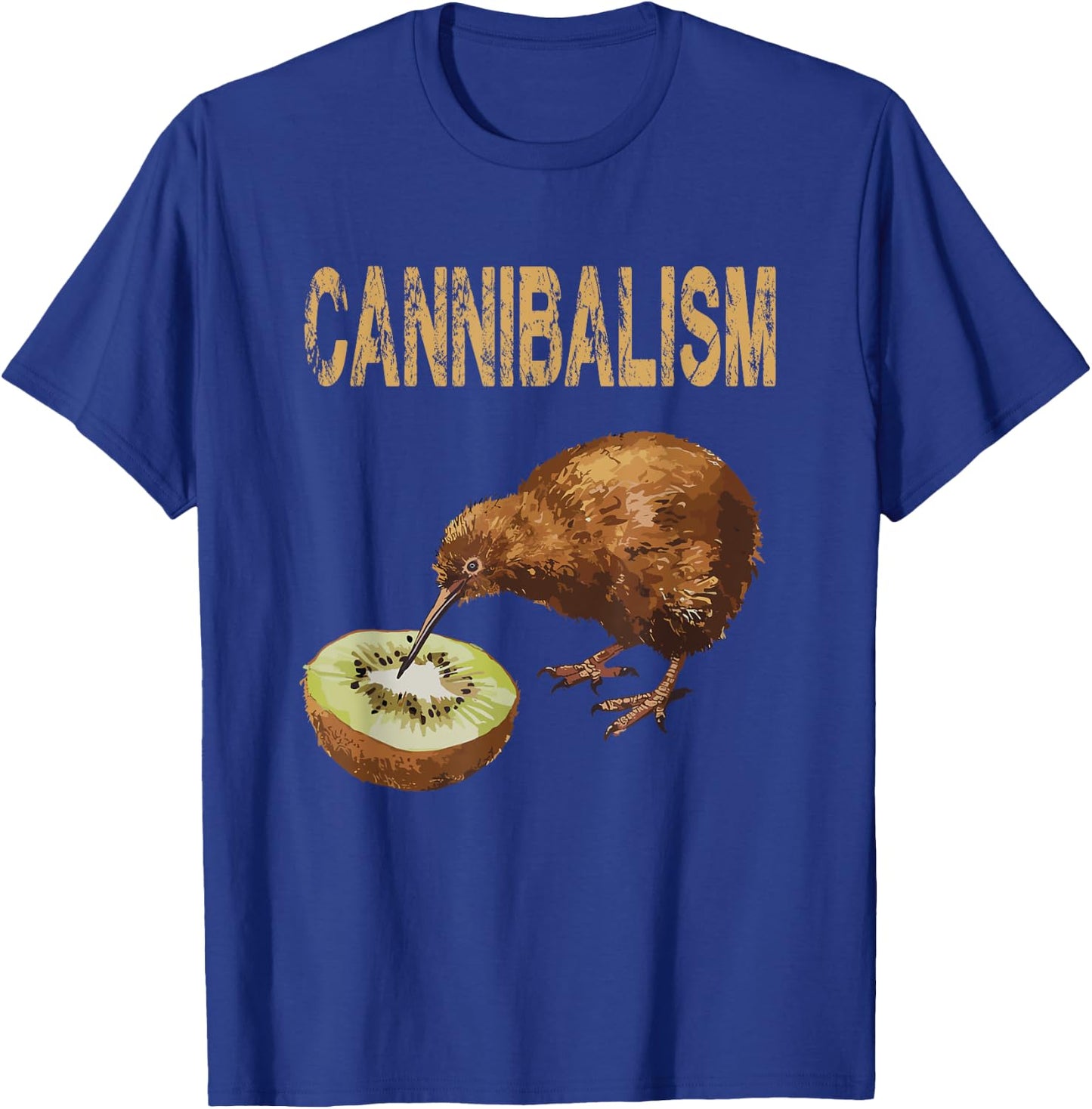 Cannibalism Kiwi Bird Enjoys a Kiwifruit Fun T-Shirt - T-Shirt | Royal