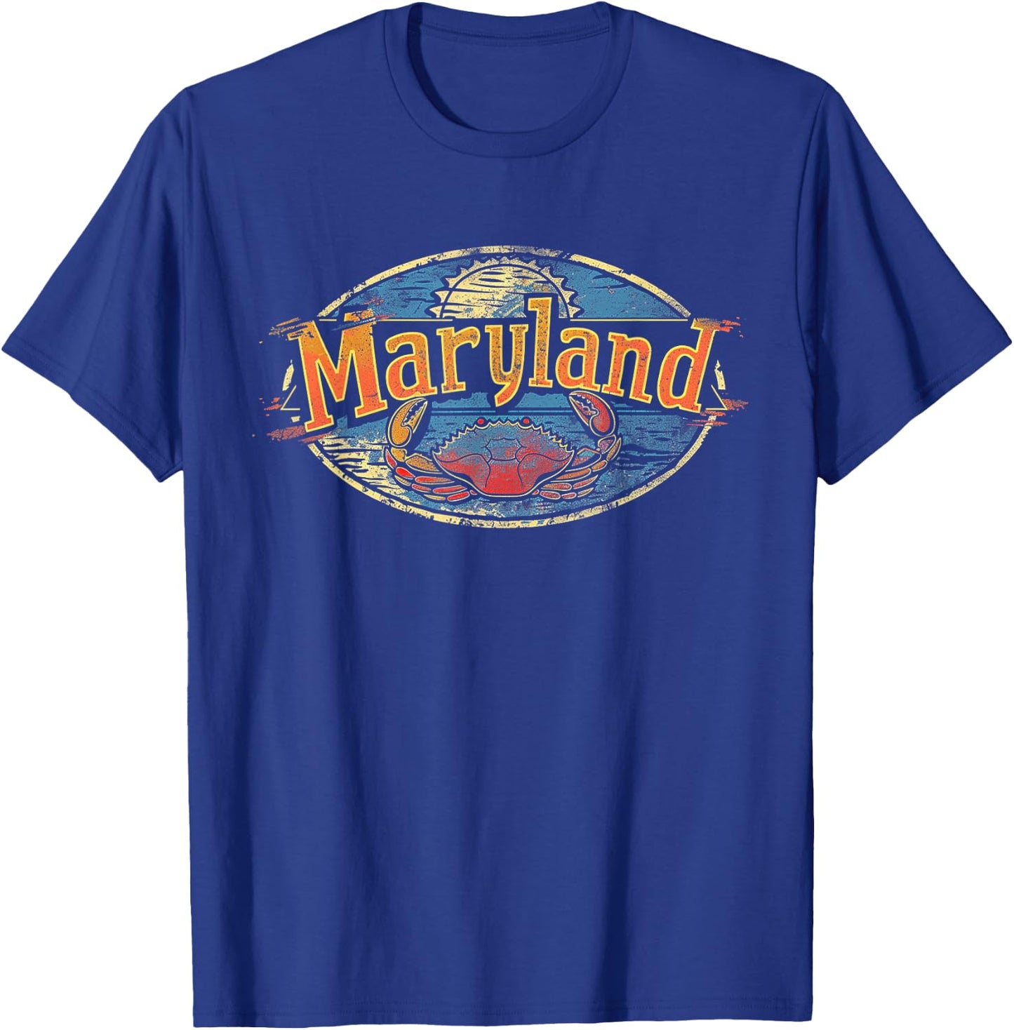 Maryland - Cool Funny Graphic Vintage Men Women Retro Crab T-Shirt - T-Shirt | Royal
