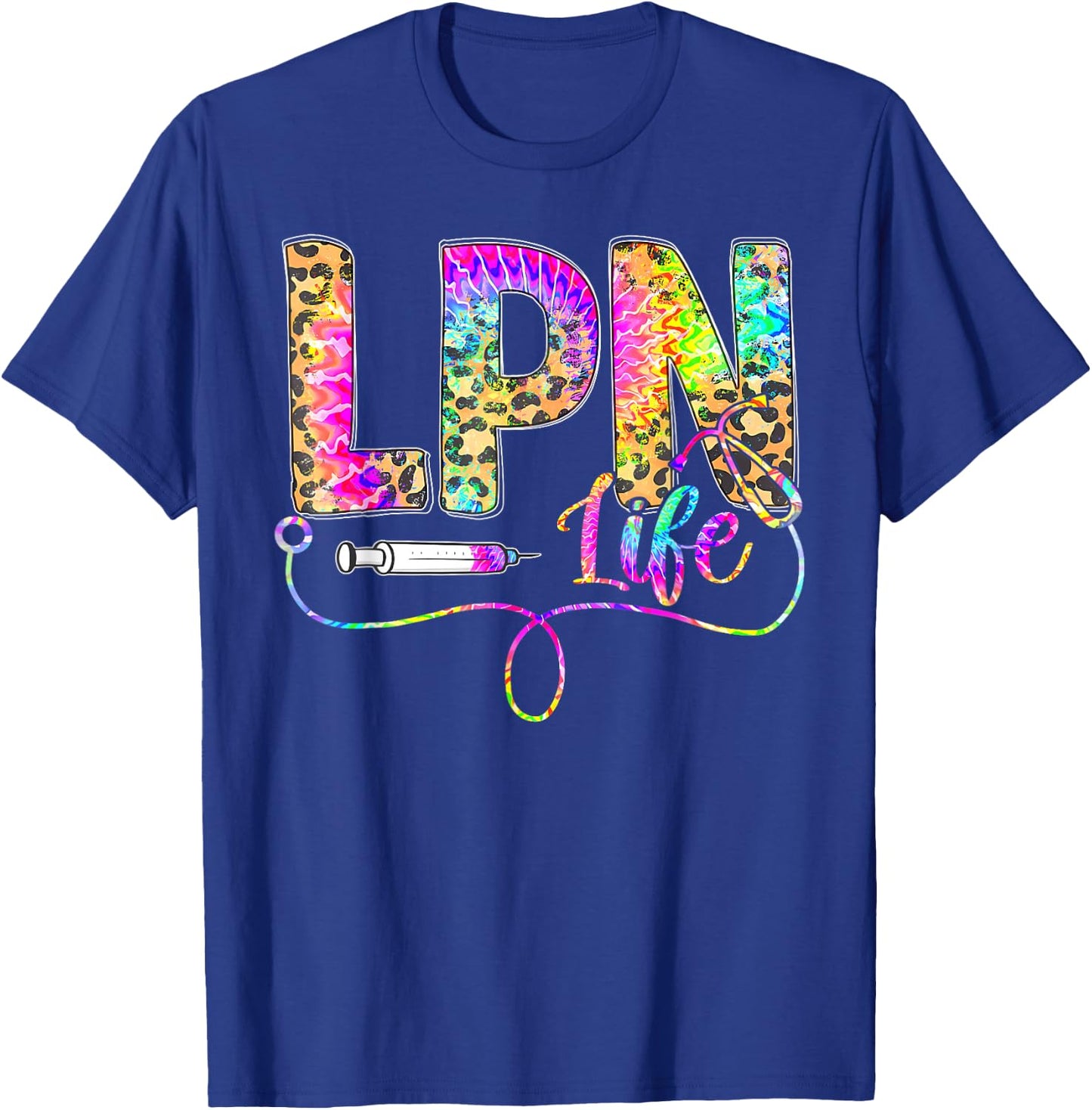 Leopard Tie Dye LPN Life Nurse Squad Nurse Women T-Shirt - T-Shirt | Royal