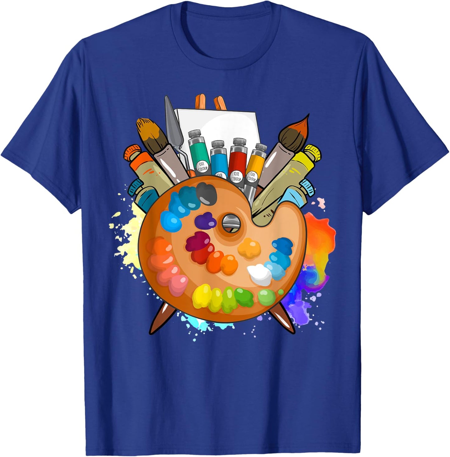 Art Supplies Painters Palette Paints Brushes Easel Painting T-Shirt - T-Shirt | Royal