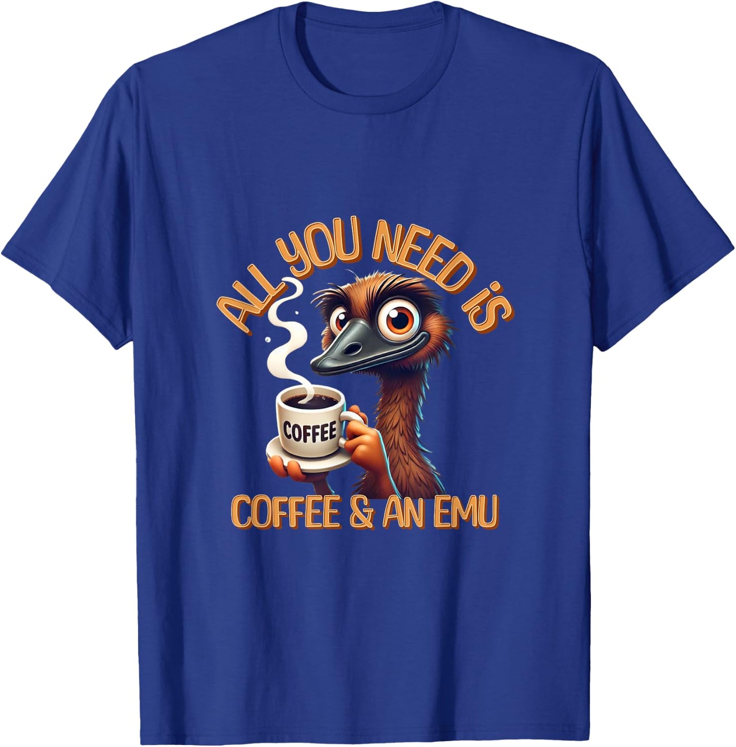 Funny Emu & Coffee Lover Zookeeper Animal Lovers T-Shirt - T-Shirt | Royal