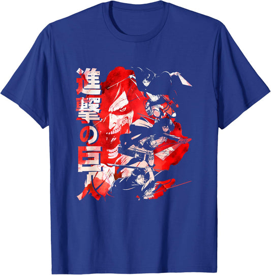 Attack on Titan Season 2 Watercolor Collage Anime T-Shirt - T-Shirt | Royal