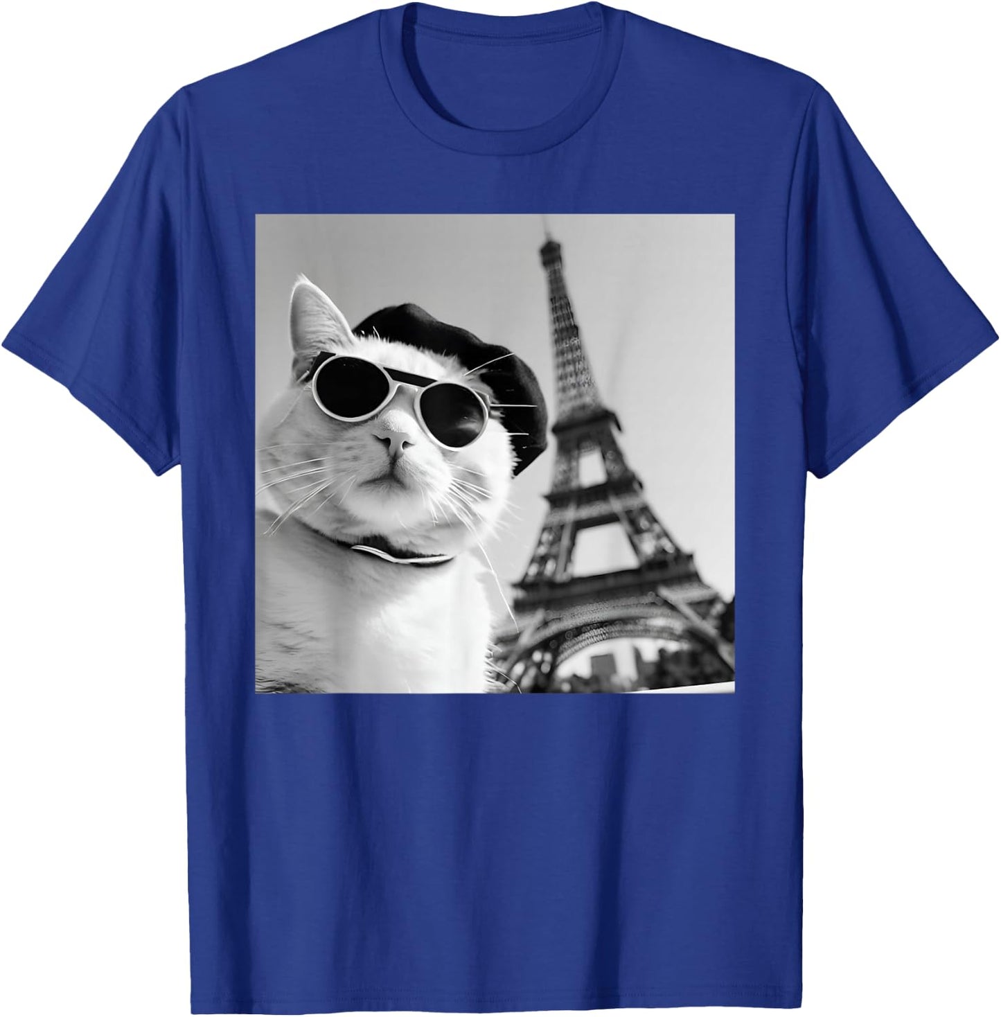 Funny Cat Wearing Sunglasses At The Eiffel Tower in France T-Shirt - T-Shirt | Royal