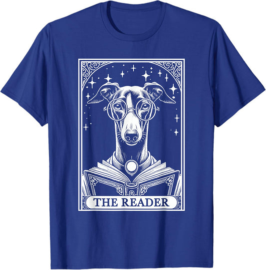 Tarot Card Vintage Greyhound Iggy Dog Book Lover The Reader Men Women Kids T-Shirt - T-Shirt | Royal