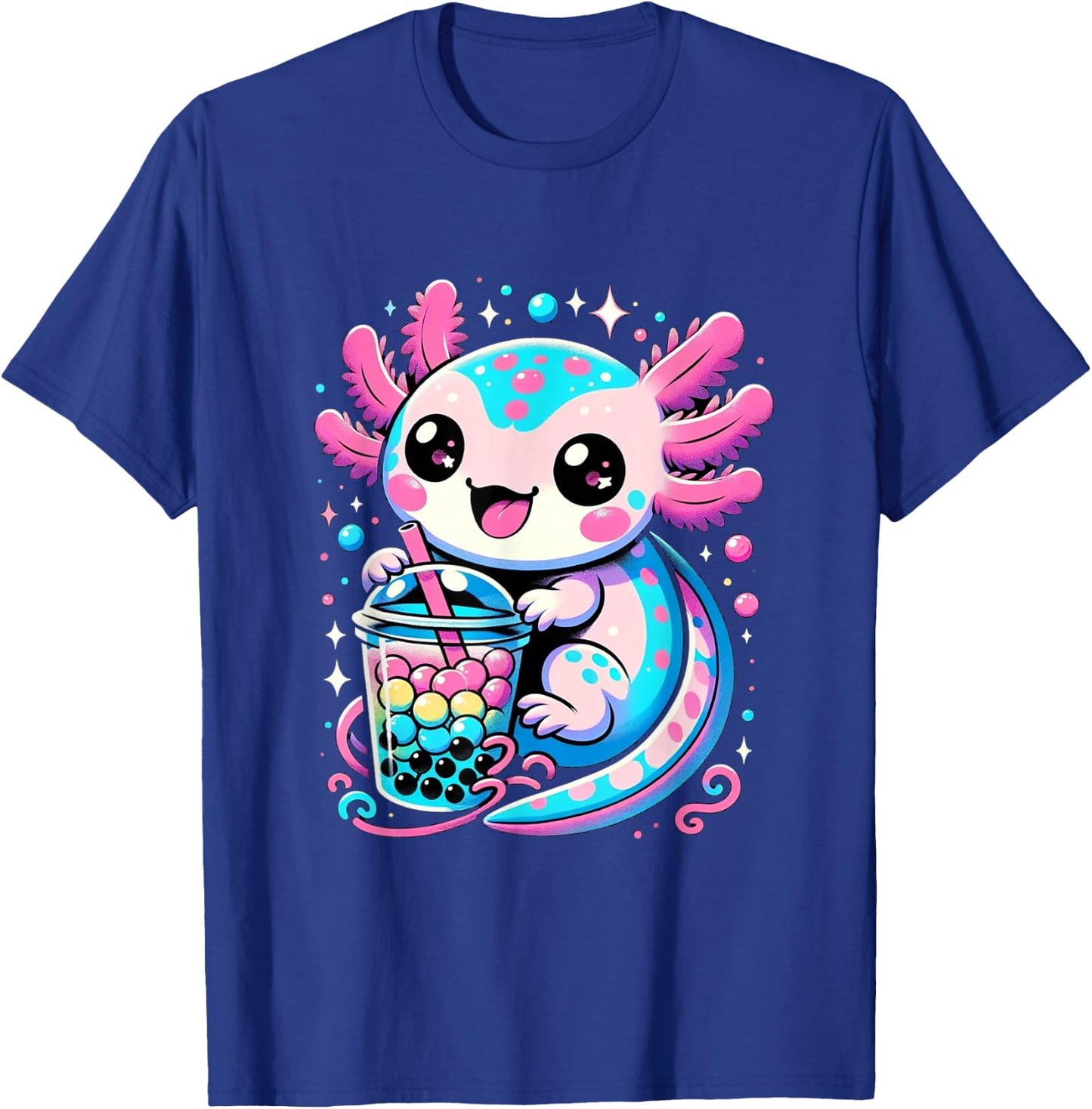Axolotl Boba Tea Kawaii Neko Japanese Bubble Tea for Girls T-Shirt - T-Shirt | Royal