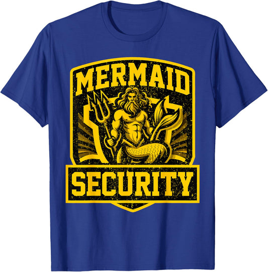 Dad Swimming Father Swimmer I Mermaid Security I Swim T-Shirt - T-Shirt | Royal