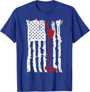 Metal detector American flag Vintage Style US Flag T-Shirt - T-Shirt | Royal