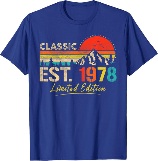 Classic Est 1978 Limited Edition Men Women Vintage Birthday T-Shirt - T-Shirt | Royal
