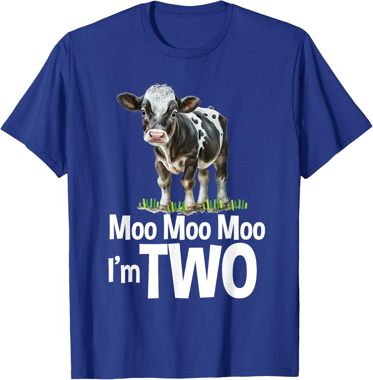 Moo Moo I'm Two 2nd Birthday Funny Cute Cow Sounds Toddler T-Shirt - T-Shirt | Royal