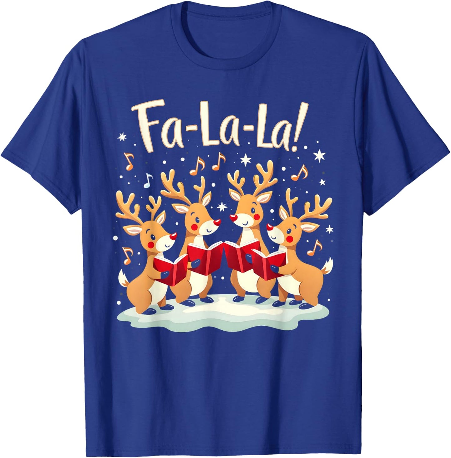 Fa-La-La Reindeer Christmas Caroling Festive Holiday T-Shirt - T-Shirt | Royal