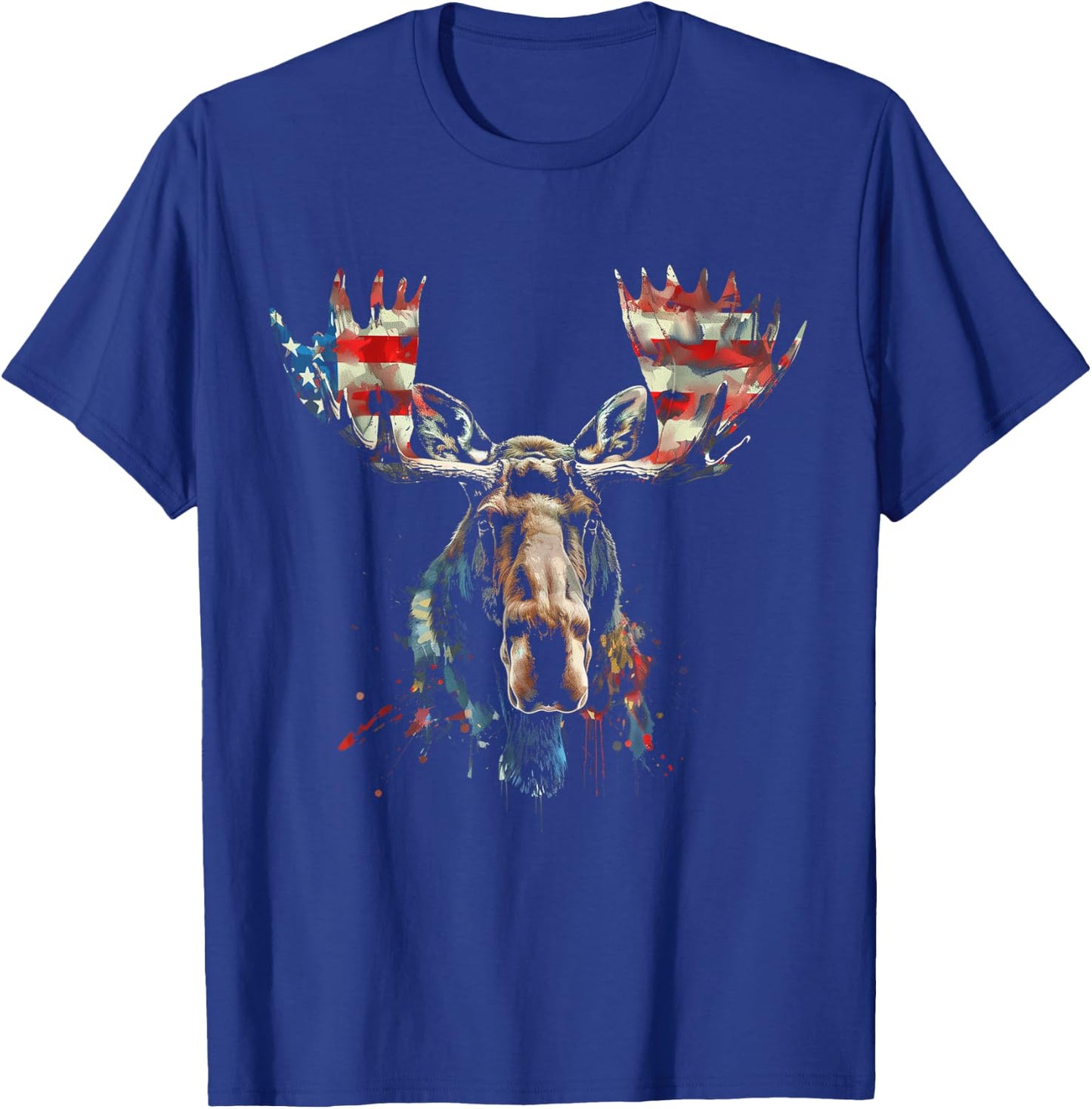 Moose American Flag USA Nature Patriotic Moose Lover Kids Men T-Shirt - T-Shirt | Royal