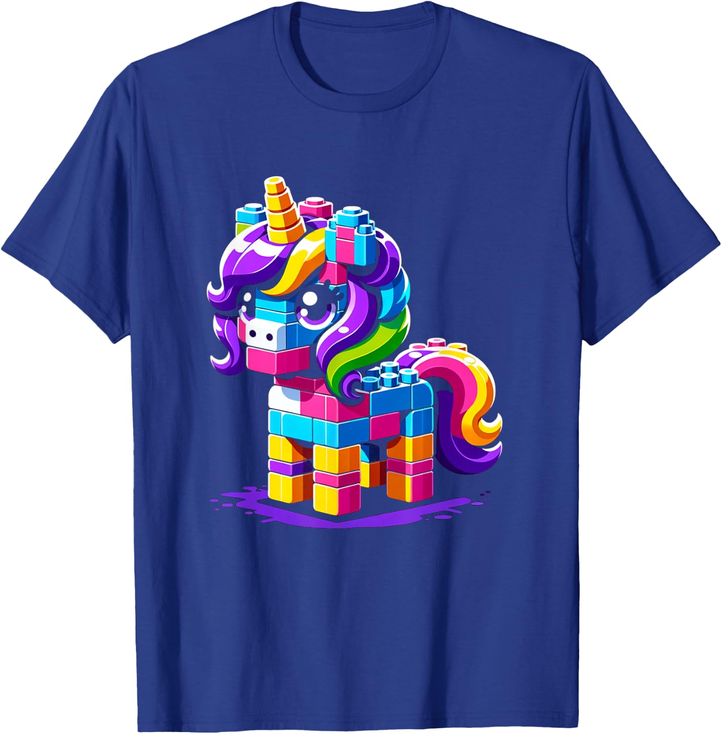 Block Building Unicorn Lover Master Builder Bricks T-Shirt - T-Shirt | Royal