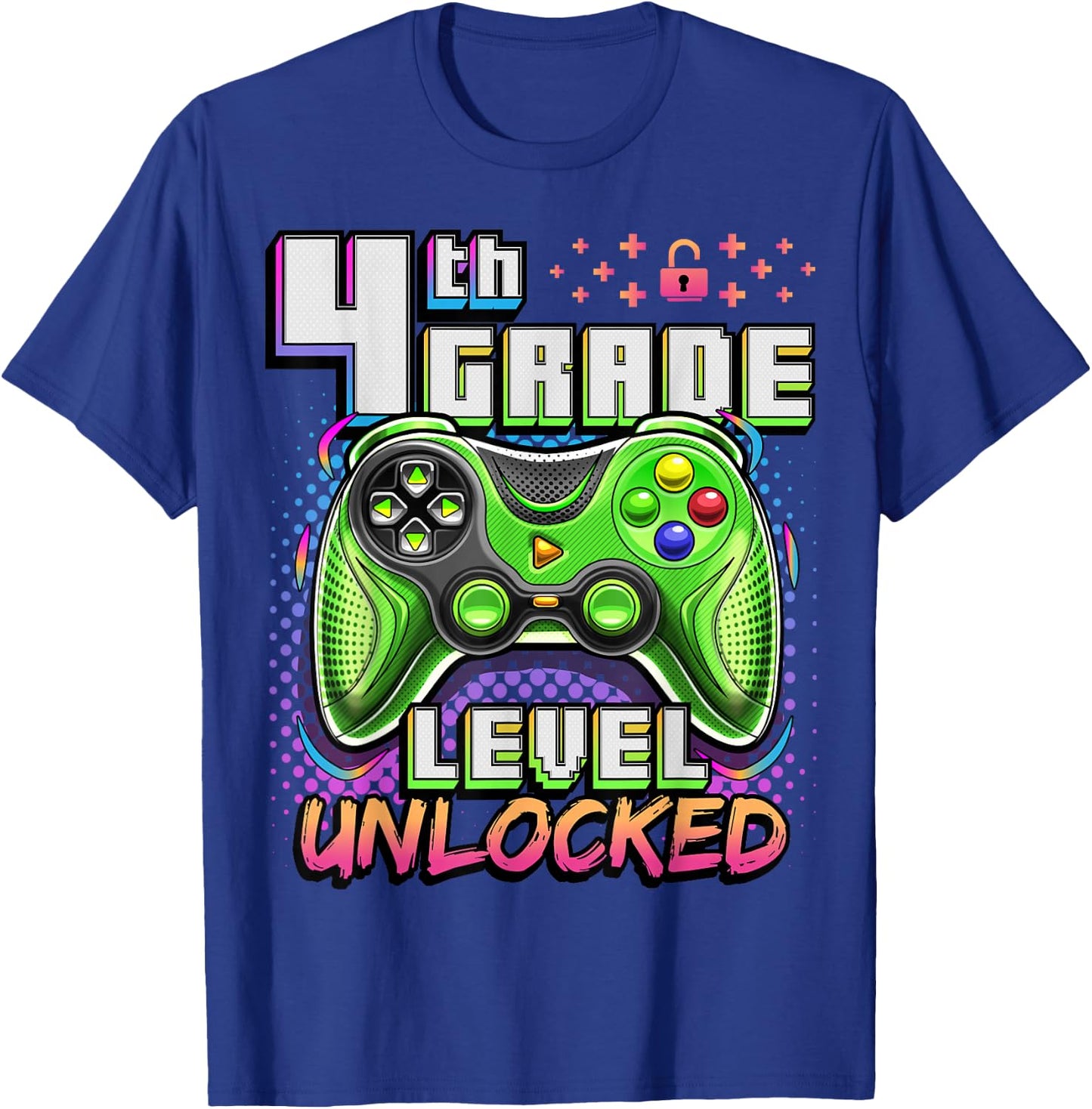 Back to School 4th Grade Boys Gamer First Day School Level T-Shirt - T-Shirt | Royal