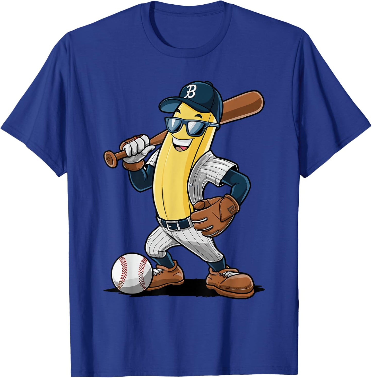 Banana Softball Sport Fruit Cute Banana Baseball Player T-Shirt - T-Shirt | Royal