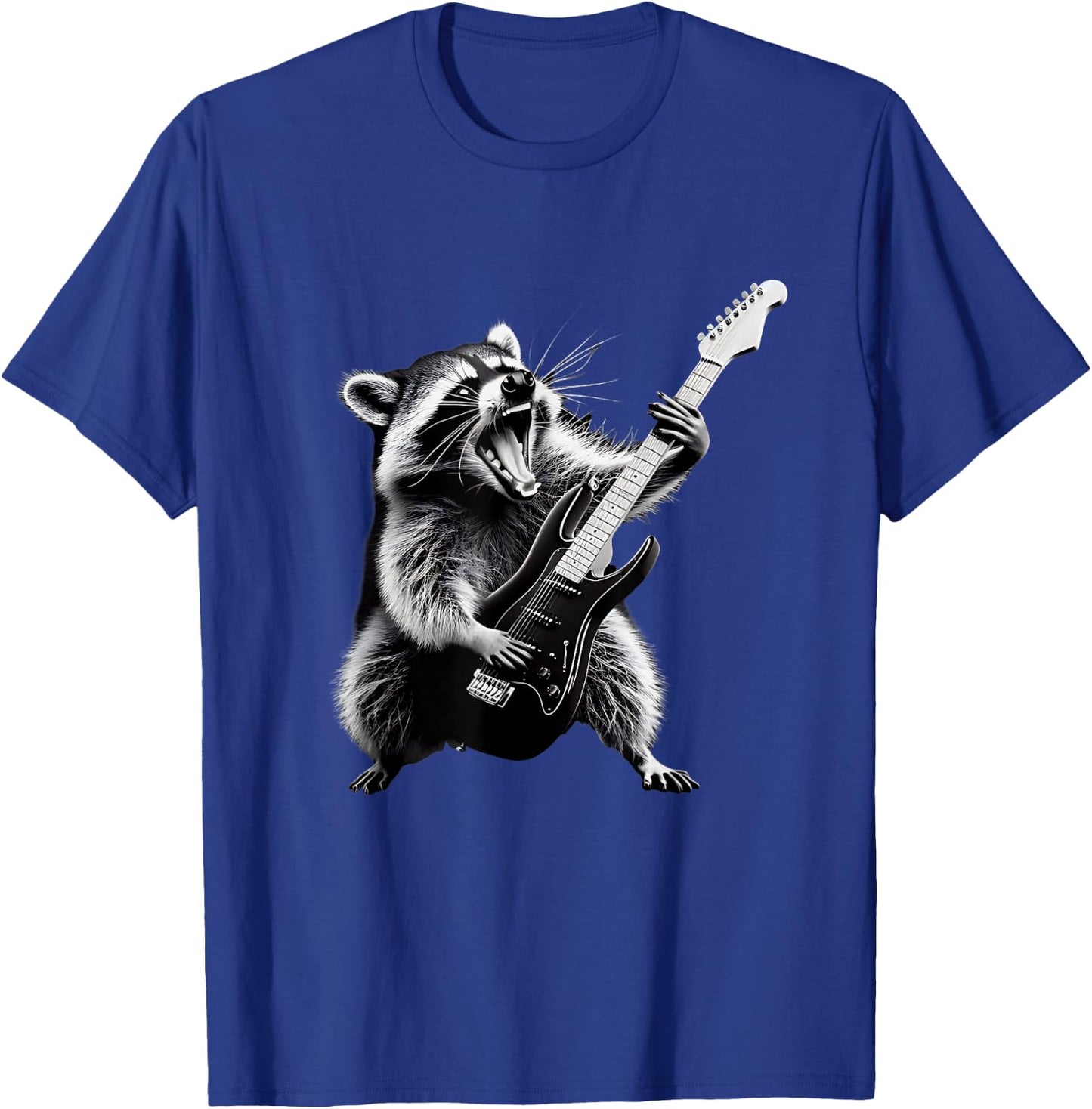Rock Raccoon Playing Guitar Men Women Kids Funny Raccoon T-Shirt - T-Shirt | Royal