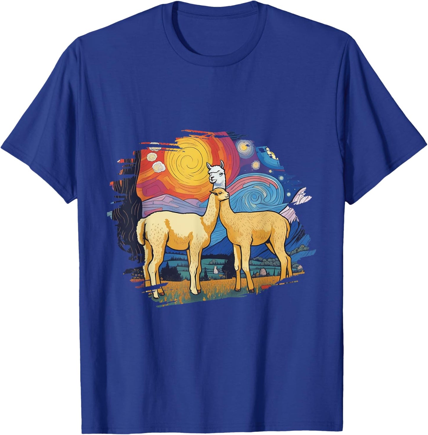 Llama Starry Night Artwork Cotopaxi National Park Souvenir T-Shirt - T-Shirt | Royal