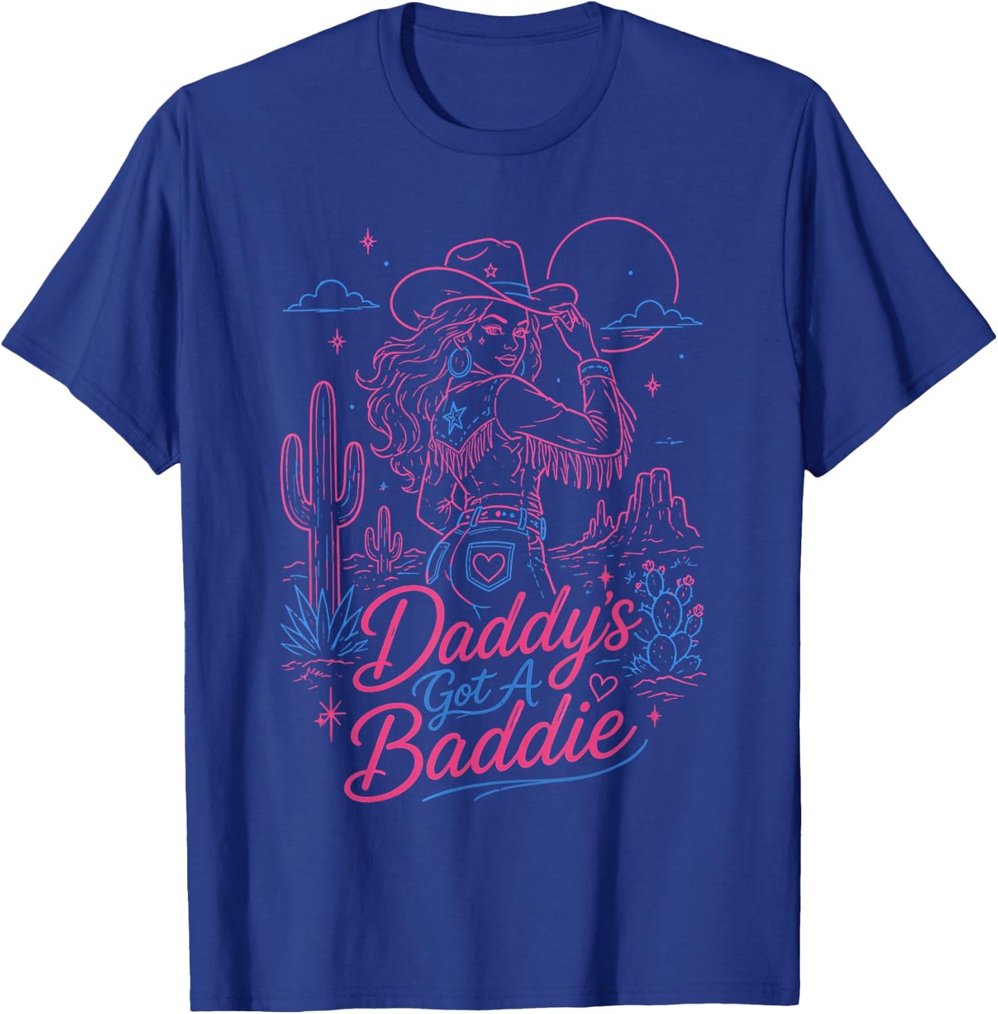 Daddy's Got A Baddie Retro Cowgirl Funny T-Shirt - T-Shirt | Royal
