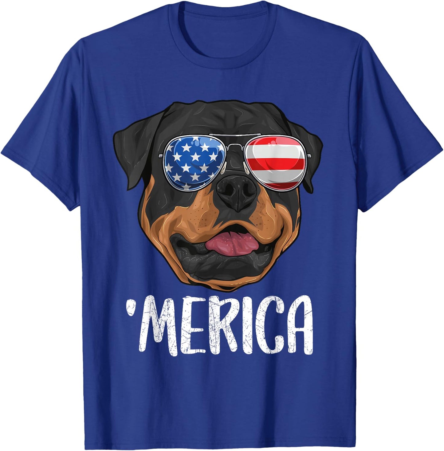 Merica Rottweiler Dog 4th of July American Flag T-Shirt - T-Shirt | Royal