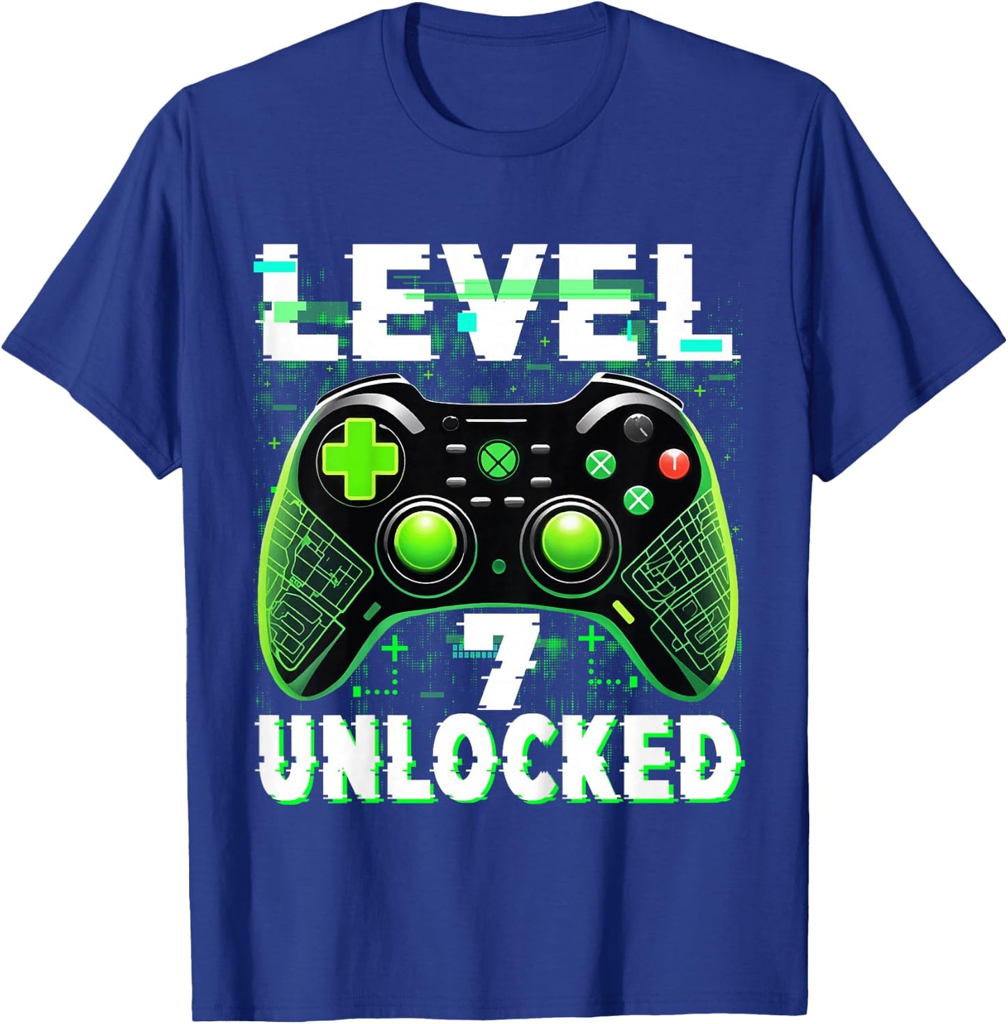 Kids Level 7 Unlocked Shirt Funny Video Gamer Geek 6th Birthday T-Shirt - T-Shirt | Royal