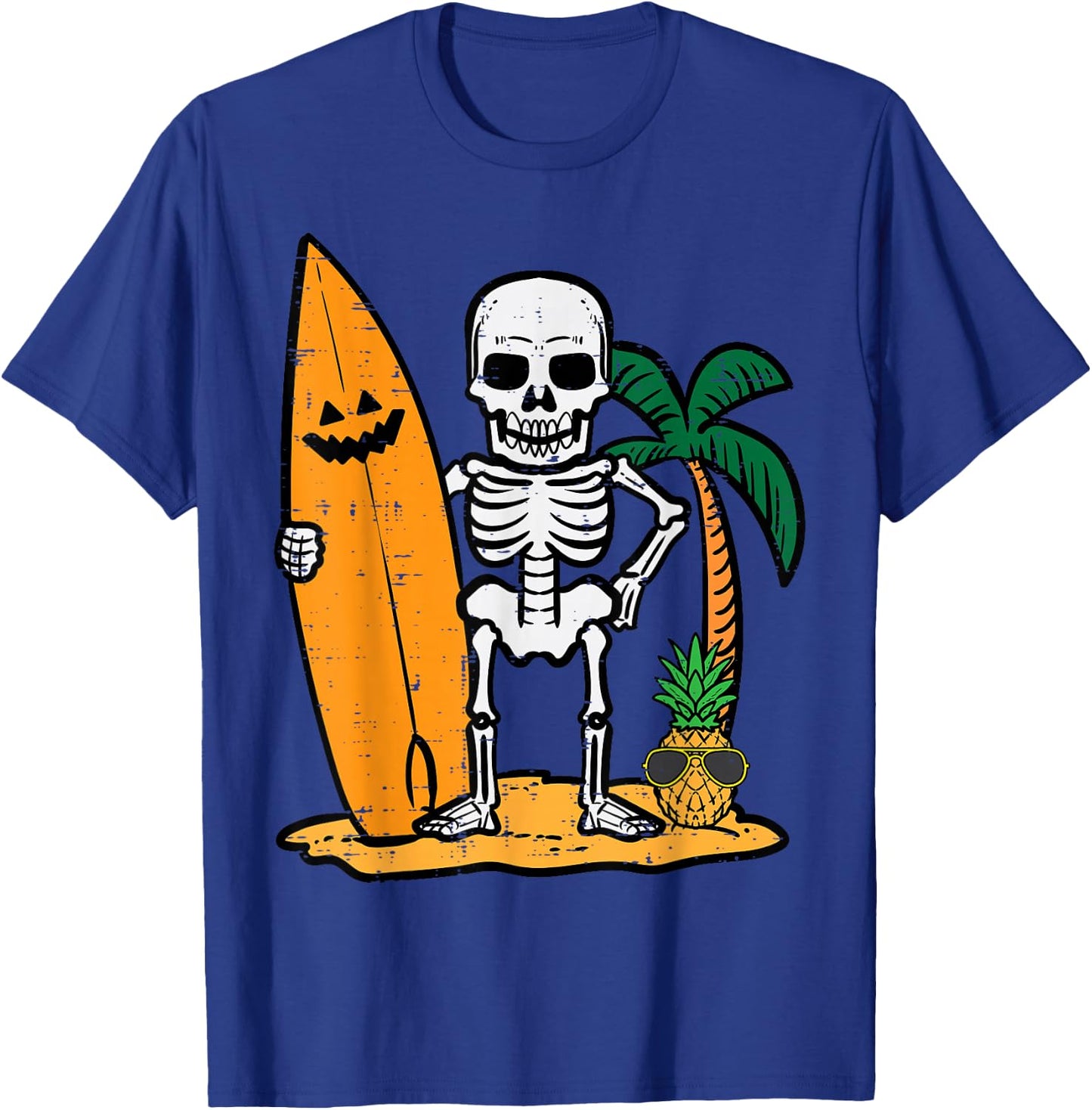 Halloween Surfer Skeleton Costume Hawaii Surf Men Women Kids T-Shirt - T-Shirt | Royal