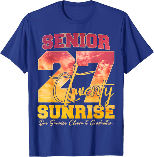Senior Sunrise 2027 One Sunrise Closer to Graduation Funny T-Shirt - T-Shirt | Royal