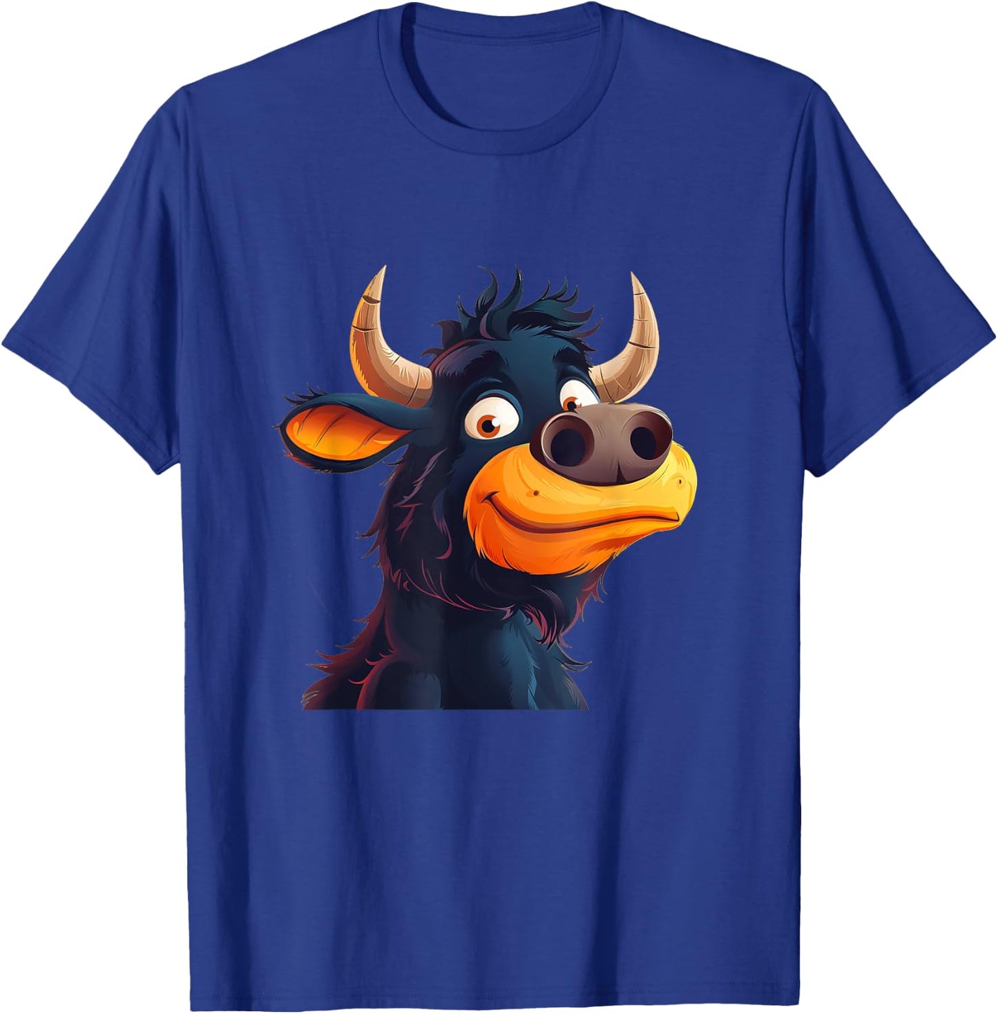 Bullock Face with Horns Costume for funny Cattle Lovers T-Shirt - T-Shirt | Royal