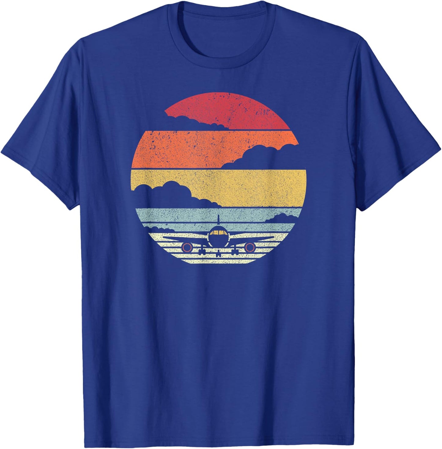 Airplane Shirt. Retro Style Pilot T-Shirt - T-Shirt | Royal