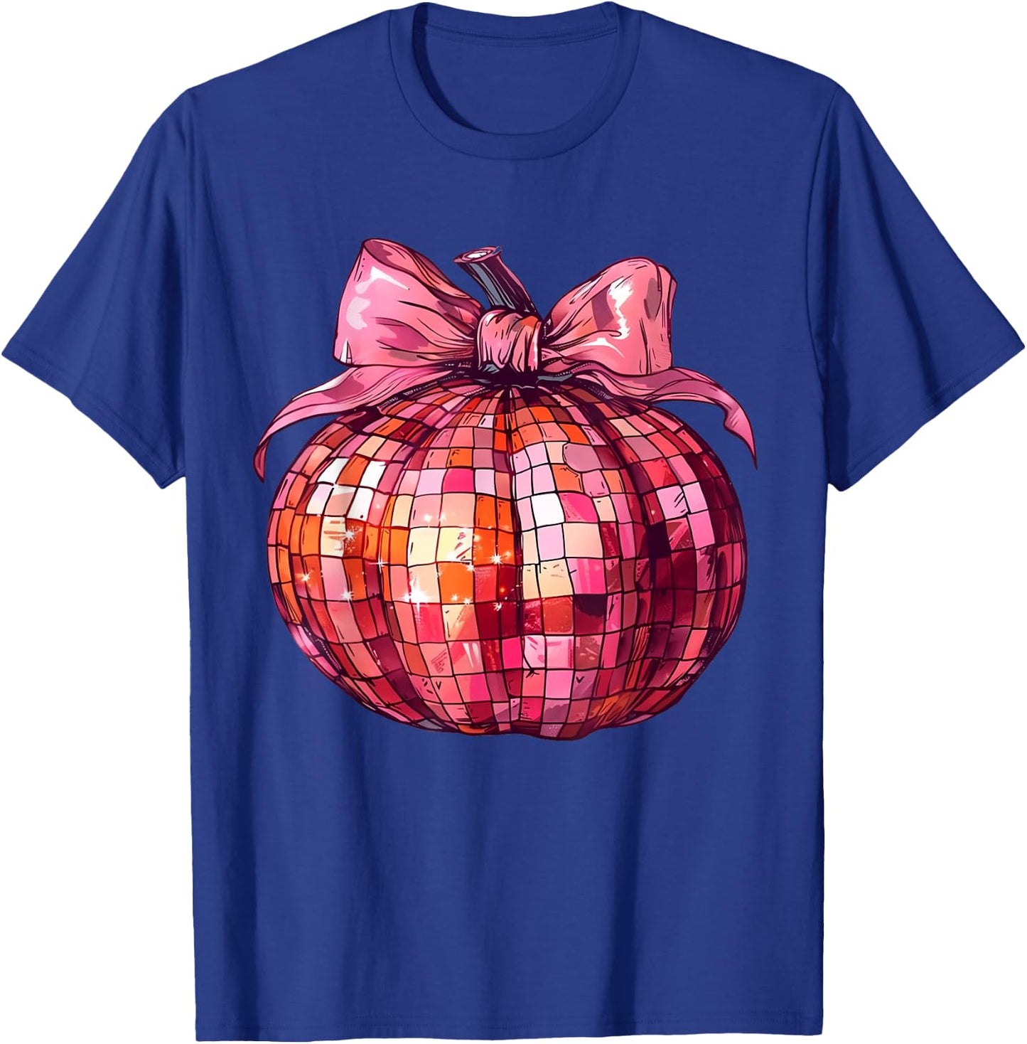 Retro Disco Ball Coquette Pink Pumpkin T-Shirt - T-Shirt | Royal