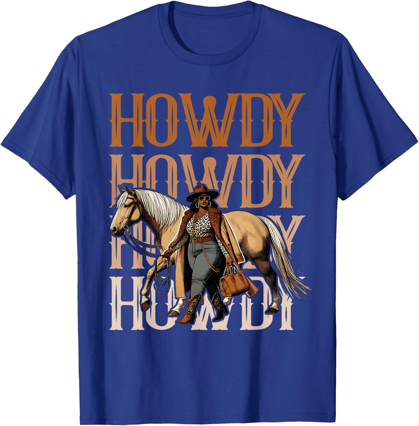 Howdy Black Cowgirl Country Western Rodeo Melanin Texas T-Shirt - T-Shirt | Royal
