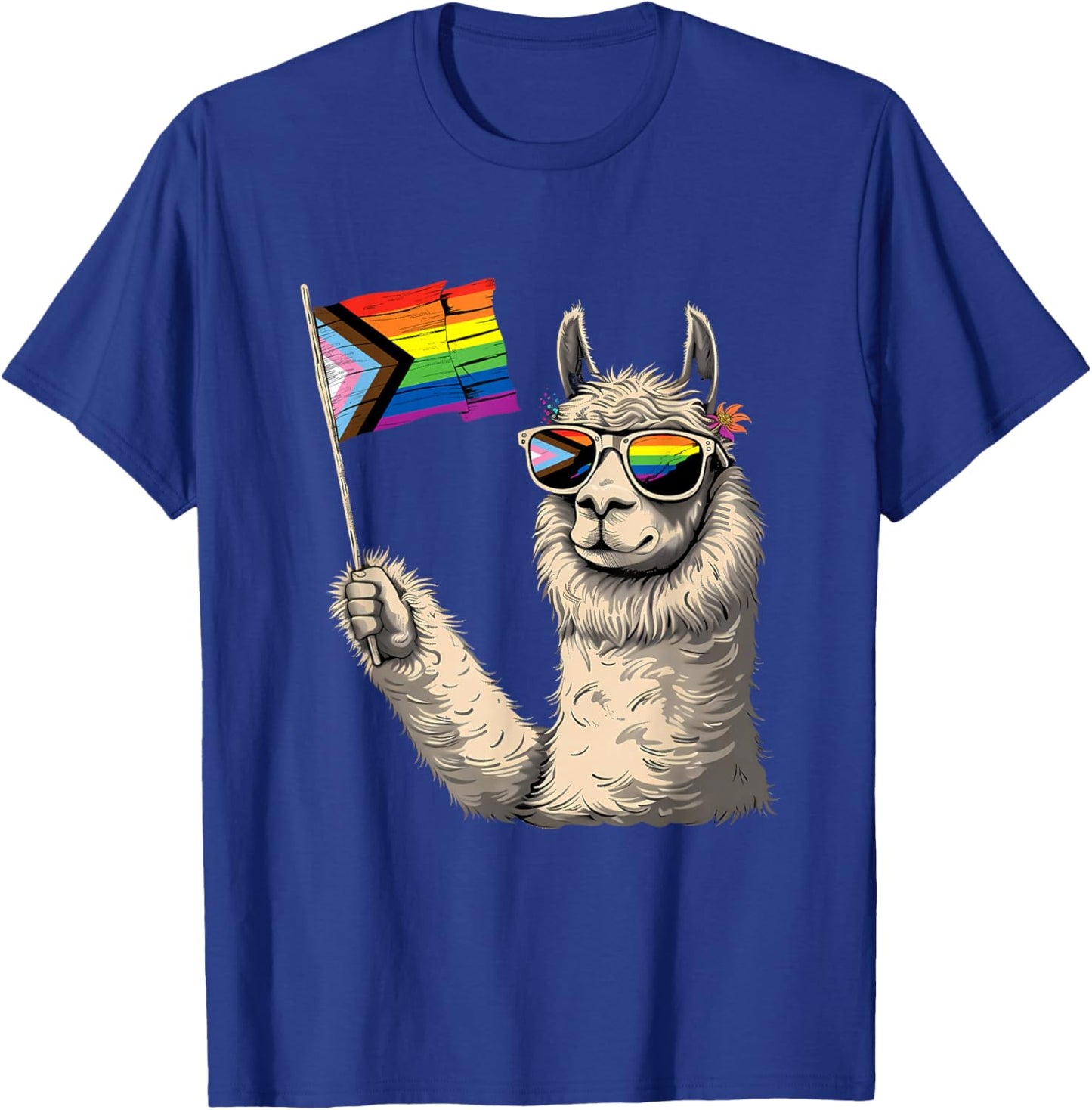 Progress Pride Flag LGBTQ+ Llama Progressive Pride Flag T-Shirt - T-Shirt | Royal