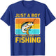 Just A Boy Who Loves Fishing Funny Bass Fish Fisherman T-Shirt - T-Shirt | Royal