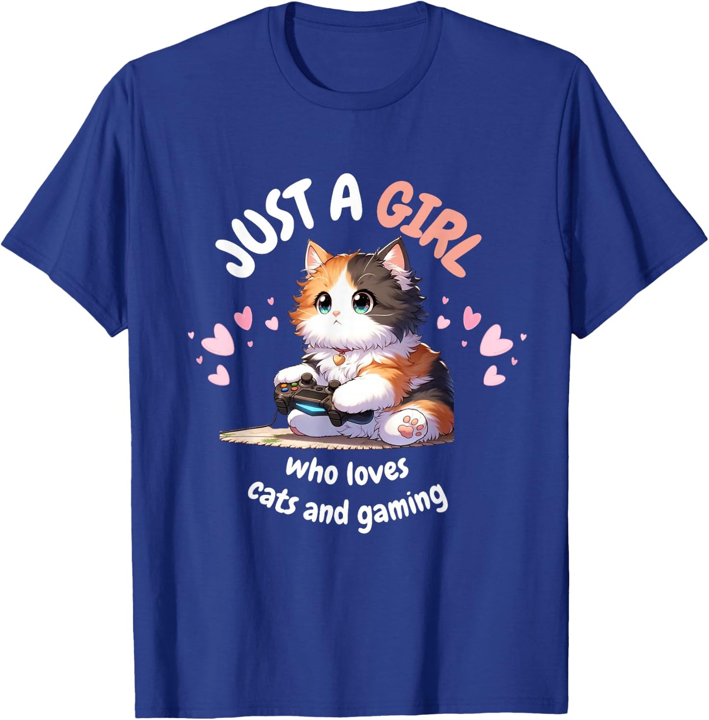 Just A GIRL Who Loves Cats Gaming cute Kawaii Anime Otaku T-Shirt - T-Shirt | Royal