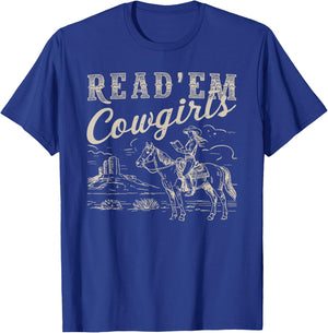 Read 'em Cowgirl Cute Western Cowgirl Texas Bookish Bookworm T-Shirt - T-Shirt | Royal