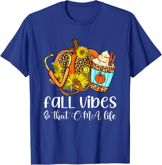 Fall Vibes & That CMA Life Leopard Pumpkin Season T-Shirt - T-Shirt | Royal