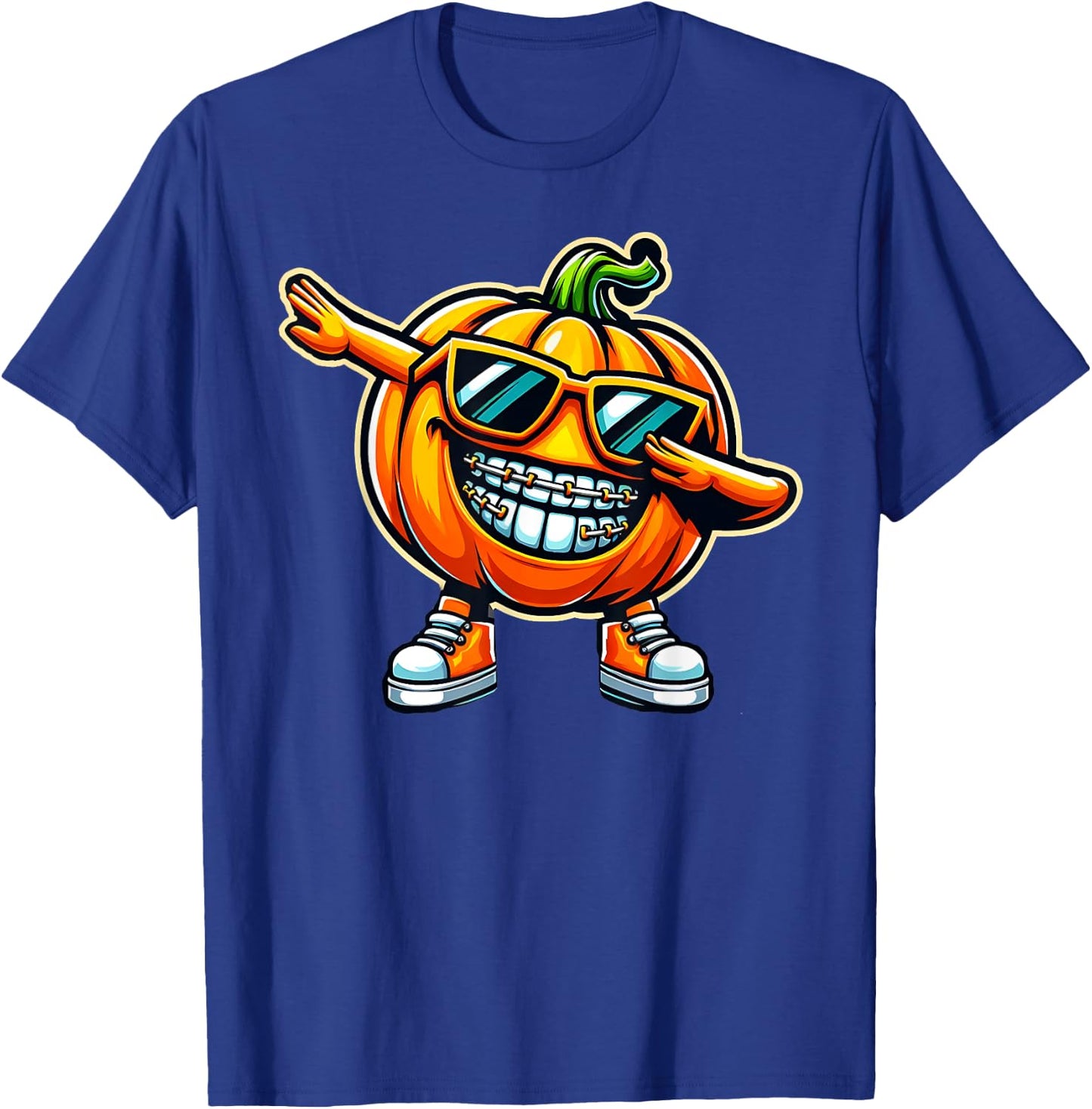 Dentist Dabbing Pumpkin Braces Orthodontics Dental Halloween T-Shirt - T-Shirt | Royal