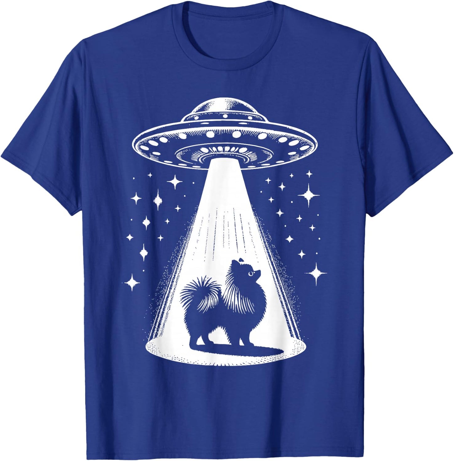Pomeranian Mom Dad Dog - Funny Alien UFO Men Women T-Shirt - T-Shirt | Royal