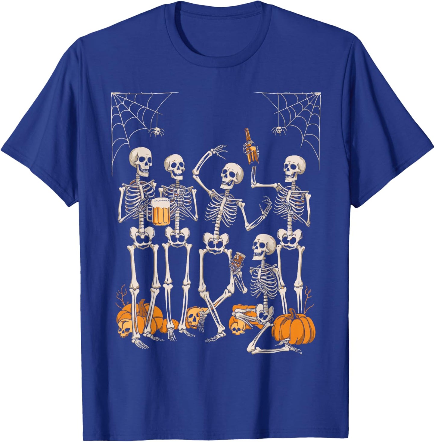 Scary Skeleton Party Halloween Costume 2024 Drinking Beer T-Shirt - T-Shirt | Royal