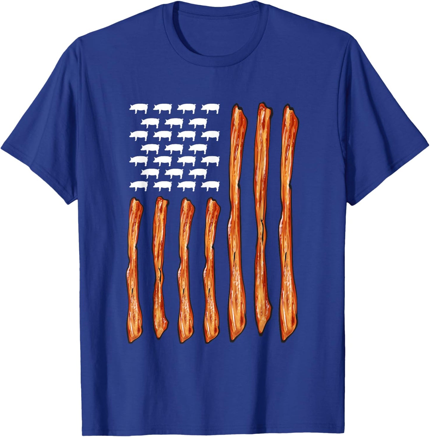 USA Bacon Meat Lover American Flag Bacon T-Shirt - T-Shirt | Royal